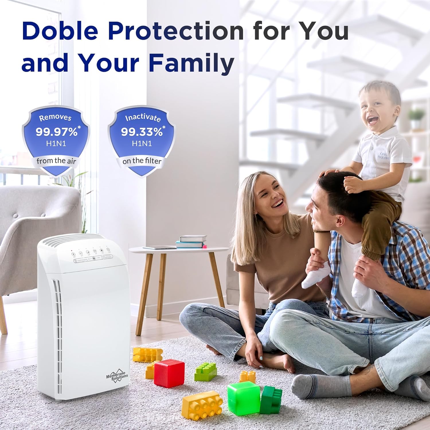 Membrane Solutions MSA3 Purificateur d'Air Chambre de 147㎡, 22dB Silencieux, Air Purifier HEPA pour Maison Bureau, mode sommeil, Elimine 99,97% des Allergènes, Fumée, Pollen, Odeurs d'animaux
