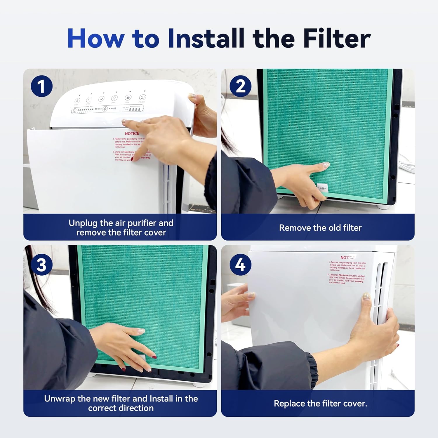 Membrane Solutions HEPA Filtre de rechange pour purificateur d'air MSA3/MSA3S 1 Pack