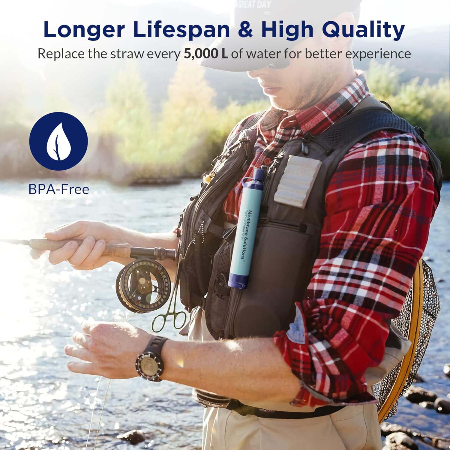 Membrane Solutions Paille Filtrante Survie, Filtre à Eau pour l'Extérieur camping et randonnée