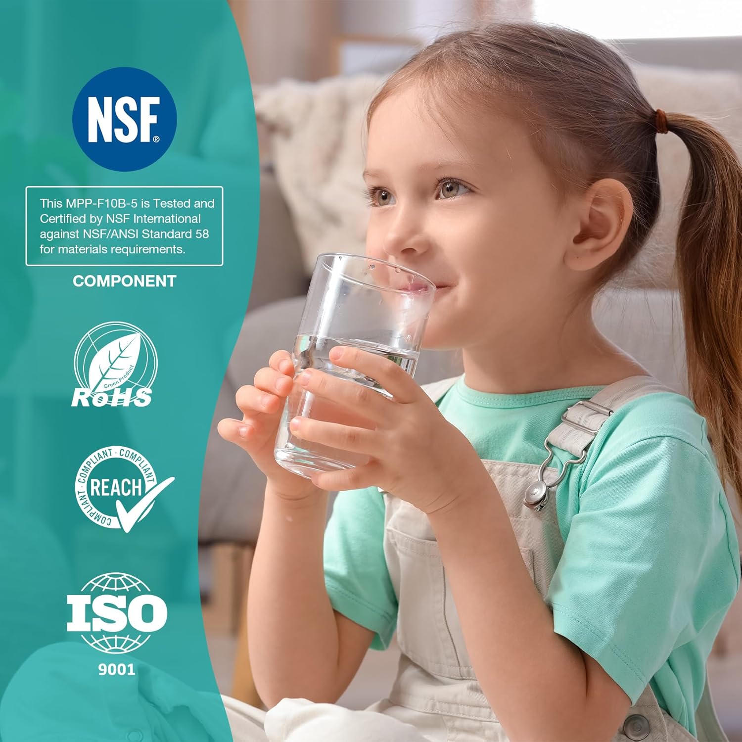 SimPure 10 x 4,5 pouces sédiments en polypropylène de Remplacement de filtres à Eau compatible avec les systèmes de filtration de la maison entière DB10C / DB10C-2-5 Micron, 4 Pack