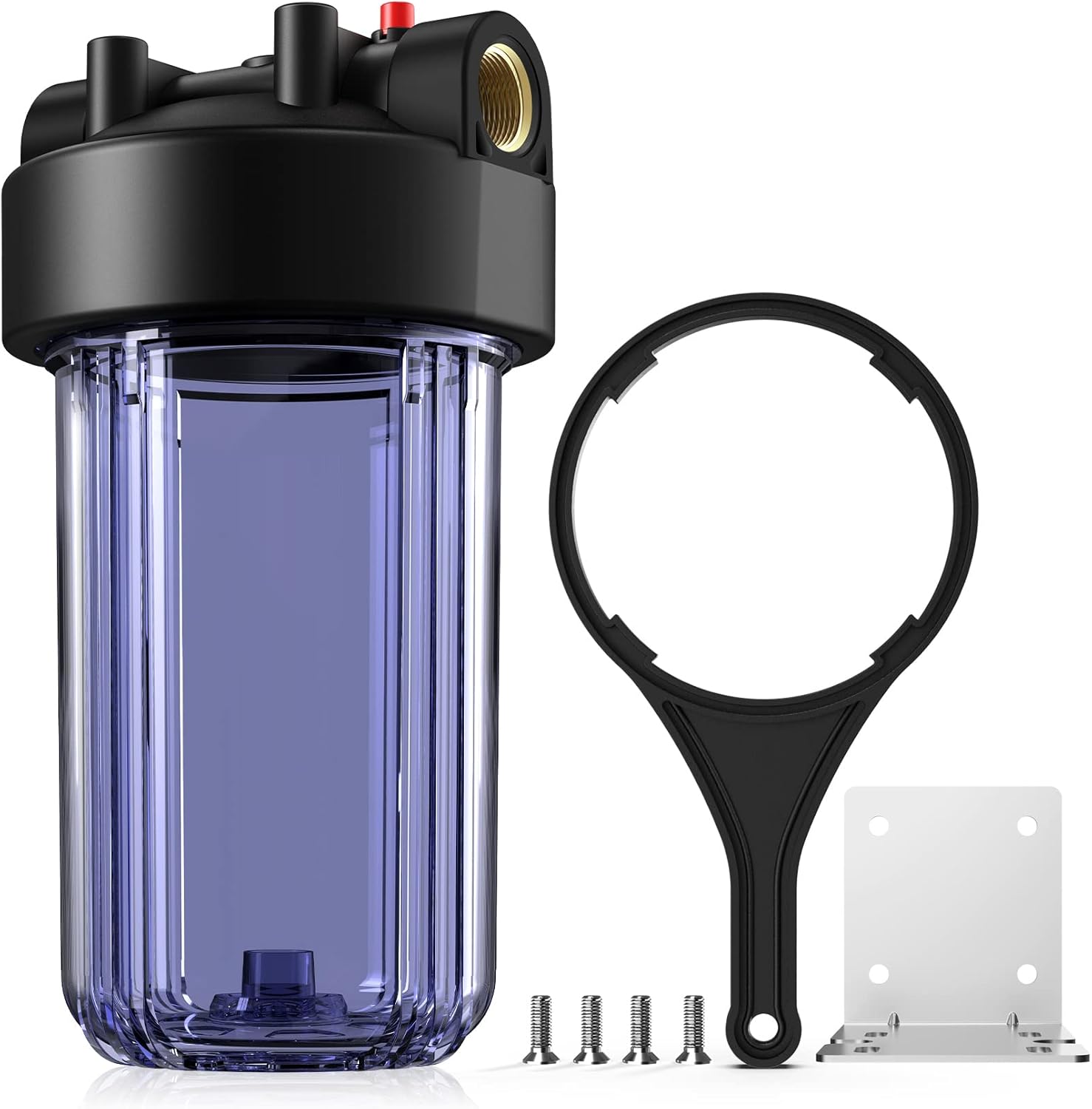 SimPure DB10C Système de Filtration d'eau Domestique avec Support de Fixation et Clé, pour Toute la Maison, Taille 10" x 4,5", Entrée/Sortie 1"