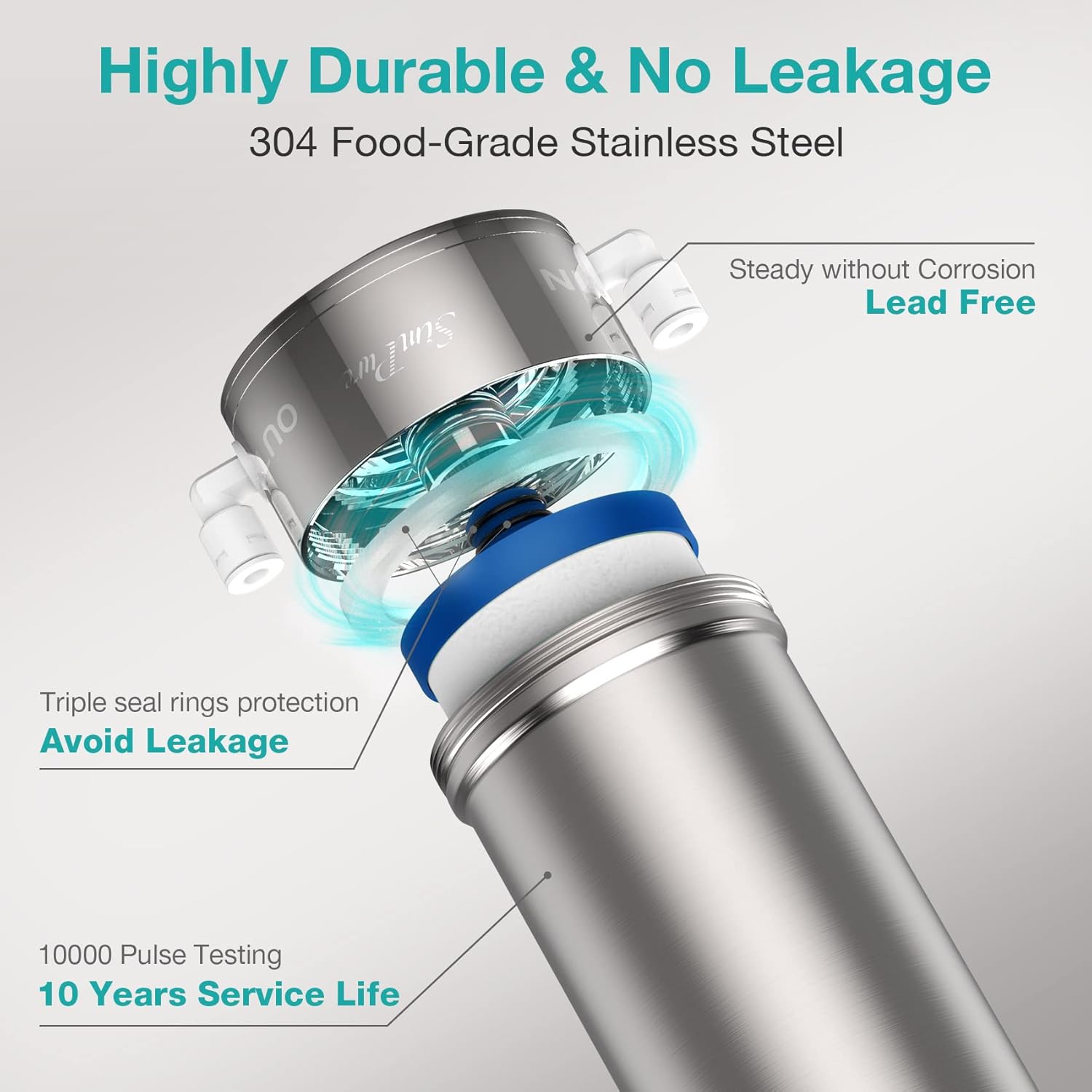 SimPure V7 Système de Filtre à eau sous évier, Filtre eau Robinet en Acier Inoxydable 5 étapes de 75000 Litres, Réduit 99% le Plomb, le Chlore, le Mauvais Goût, Connexion directe au robinet de cuisine