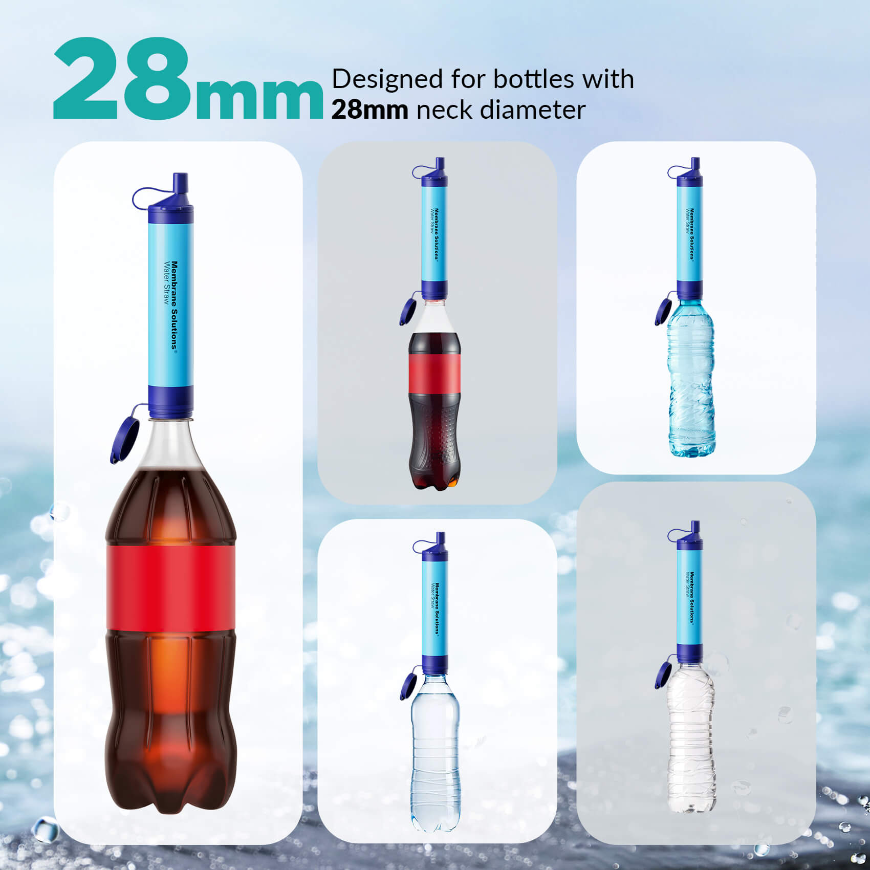 Membrane Solutions Paille Filtrante Survie, Filtre à Eau pour l'Extérieur camping et randonnée