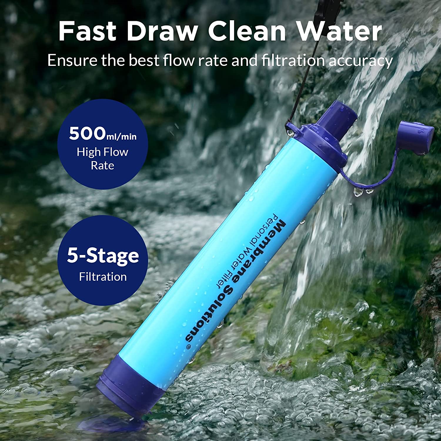 Membrane Solutions Paille Filtrante Survie, Filtre à Eau pour l'Extérieur camping et randonnée